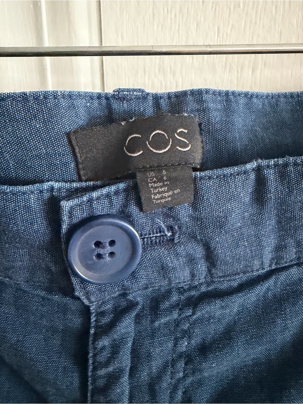 COS Navy Cropped Slim Trousers - Picture 2 of 3